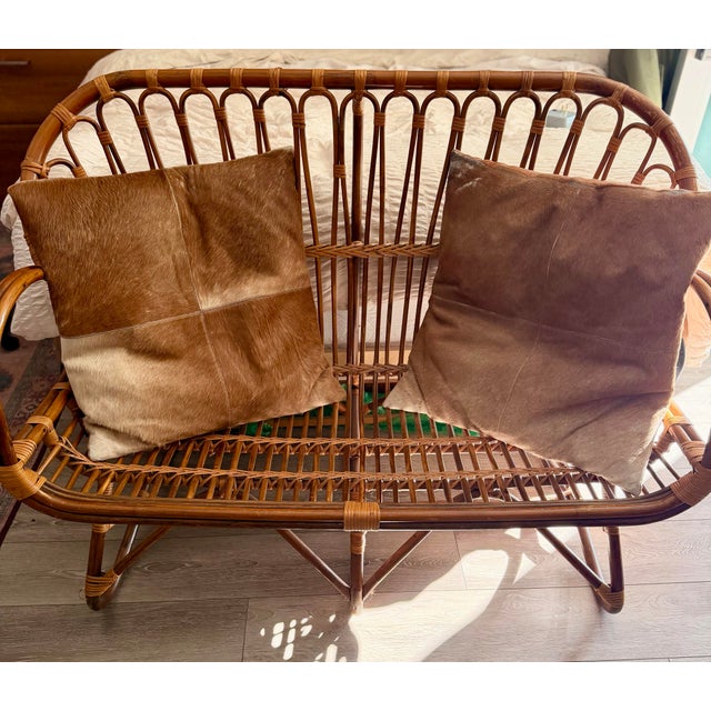 Franco Albini Vintage Ratan Loveseat in the Style of Franco Albini For Sale - Image 4 of 5