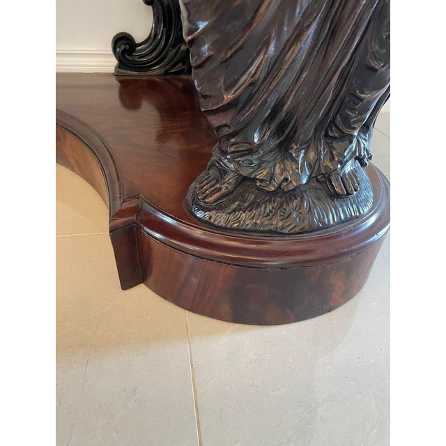 Large Antique Victorian Console Table in Carved Mahogany with Mirror Back For Sale - Image 17 of 18