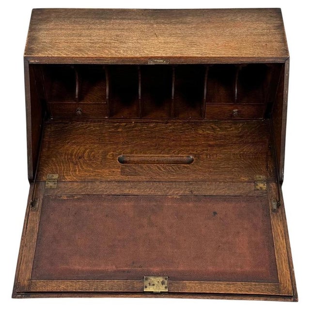 Antique English Jacobean Style Oak Bureau, 1900s For Sale - Image 4 of 14