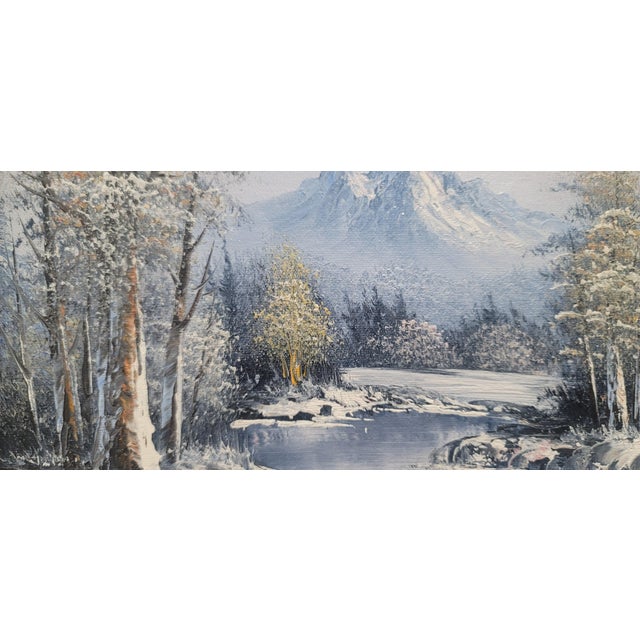 1990s Winter Landscape Oil Painting on Canvas Signed Antonio
