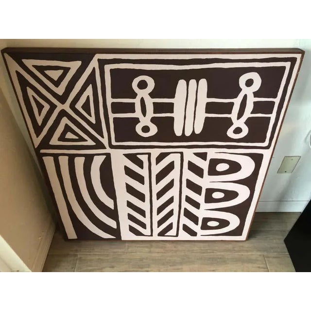 Brown 1970s Large Mid Century Geometric Abstract Painting For Sale - Image 8 of 12