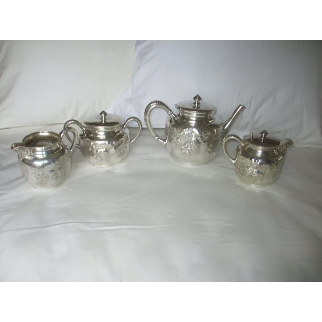 Late 19th Century Antique Homan Silverplate Company Silverplate Ornate 4 Piece Tea Service For Sale - Image 4 of 12