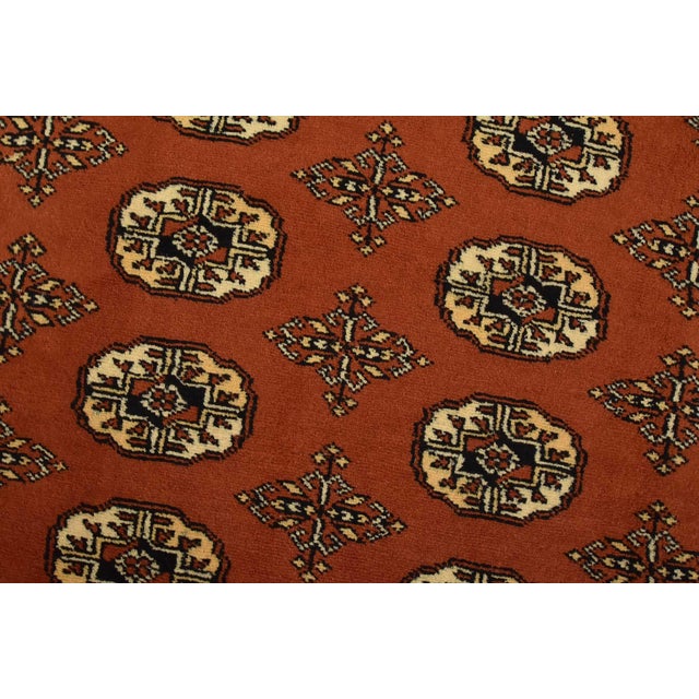 Orange Bokhara Rug 8’4” X 10’2” Orange Wool Tribal Hand-Knotted Oriental Carpet For Sale - Image 8 of 14