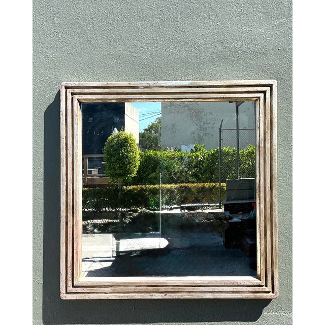 Baker Furniture Company Vintage Baker Milling Road Silver Leaf Mirror For Sale - Image 4 of 12