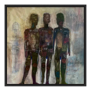 Original Male Figurative Painting Titled "Loves Silent Poetry" Framed