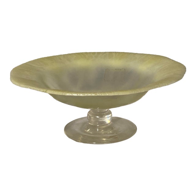 Louis Comfort Tiffany Favrile Iridescent Glass Compote Art Signed 1871 For Sale