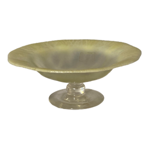 Louis Comfort Tiffany Favrile Iridescent Glass Compote Art Signed 1871
