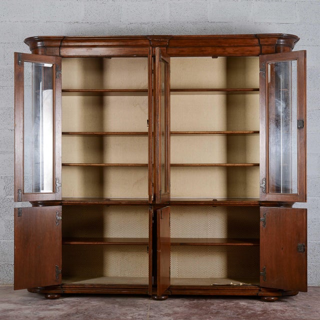 Wood Walnut Display Cabinet Bookcase, 1990s For Sale - Image 7 of 18