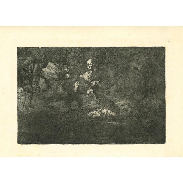 Disparate fúnebre - from Los Proverbios is an original black and white etching realized by Francisco Goya (1746-1828). The...
