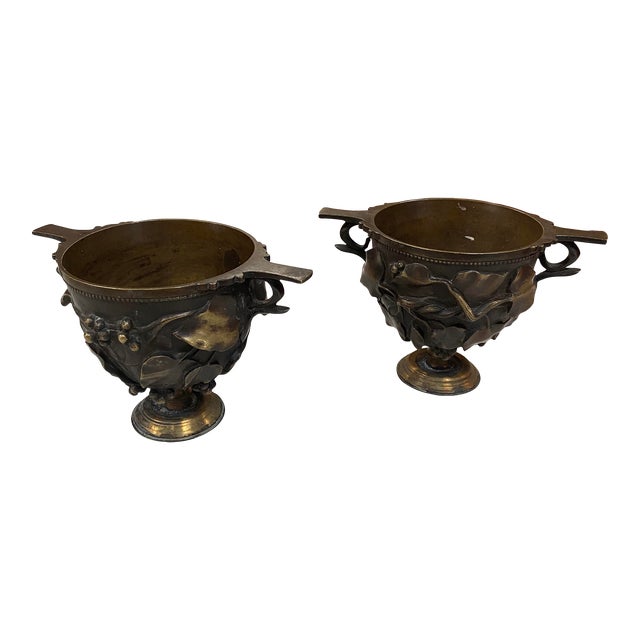 1930s Italian Vintage Bronze Vases - Set of 2 For Sale