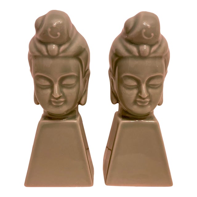 Pair Buddha Sculptures or Bookends For Sale