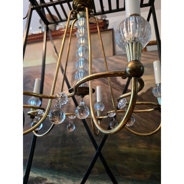 Mid Century Modern Designer Italian Chandelier 1950's For Sale - Image 10 of 14
