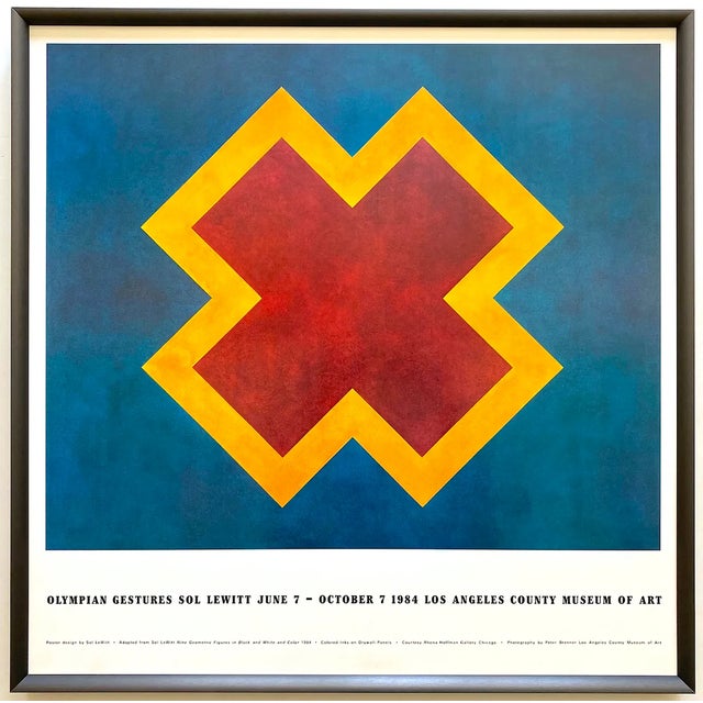 Sol LeWitt Vintage 1984 Lithograph Print " Olympian Gestures " Framed Modernist Exhibition Poster For Sale - Image 12 of 12