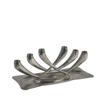 Pewter Candelabra with Tray by Giovanni Patrini for Athena, Set of 2 For Sale