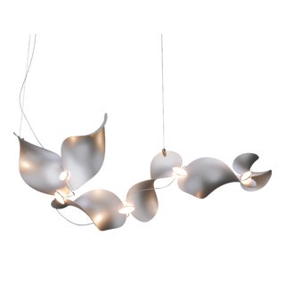 Dune 6 Curve Chandelier with Silver Anodized Shades by Daniel Becker For Sale