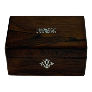 Rosewood Box With Delicate Mother of Pearl Detail With Key
