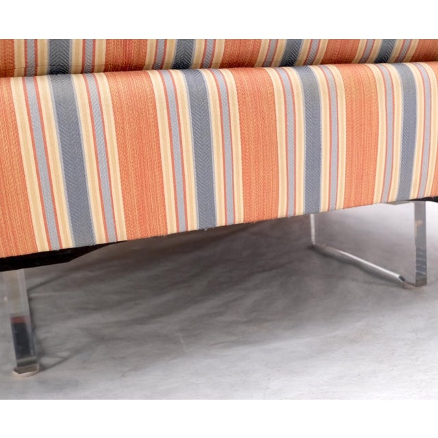 Pair Mid Century Modern Lucite Base Floating Lounge Club Chairs For Sale - Image 16 of 18