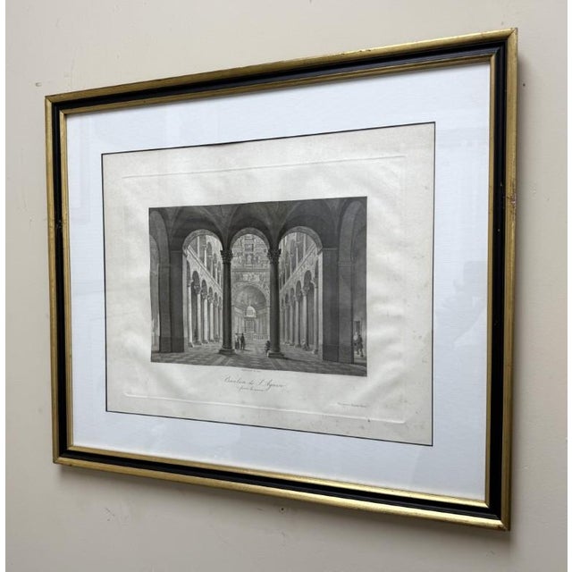 Traditional 19th Century Engraving of the Basilica of Saint Agnes Outside the Walls in Rome For Sale - Image 3 of 14