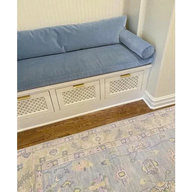 Textile Modern Handknotted Oushak Rug in Blue & Sage with Pops of Lavender, 5' x 7' For Sale - Image 7 of 9