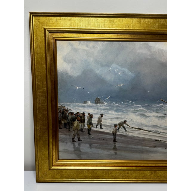 Late 19th Century Large Gilt Framed Victorian Painting High Tide Off Trebarwith Strand Dramatic Cornish Shipwreck by Charles Sim Mottram Rba, c.1894 For Sale - Image 5 of 18