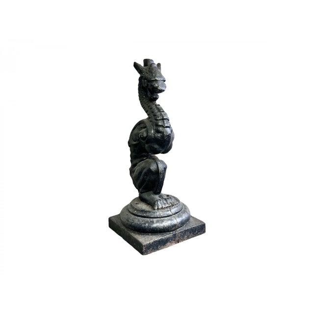 Antique Victorian Cast Iron Figural Dragon Architectural Ornamental Statutes—A Pair For Sale - Image 4 of 6