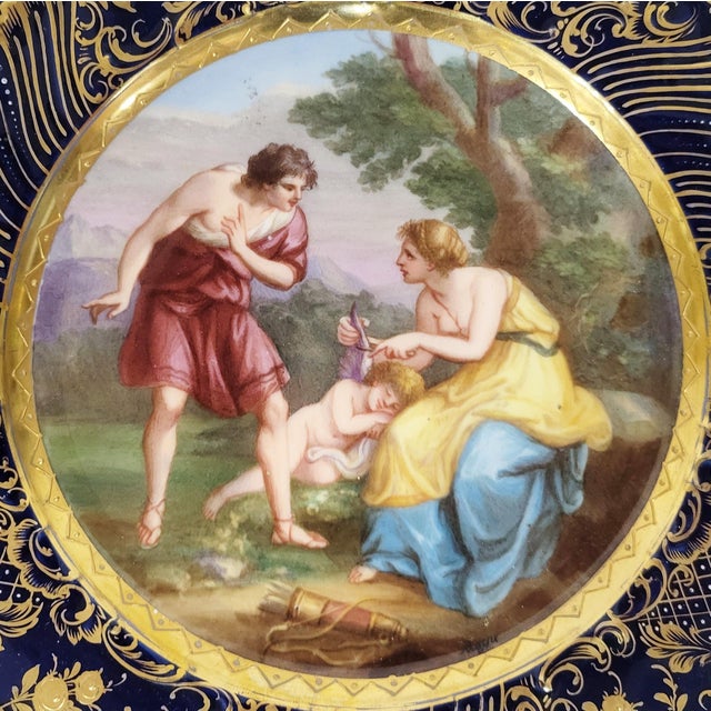 French Austrian 19th C Allegorical Angel Amour Royal Vienna Porcelain Plate For Sale - Image 3 of 12