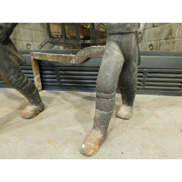 Pair of Hessian Soldier Cast Iron Fireplace Andirons 18th Century For Sale - Image 12 of 17