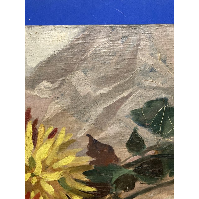 Beige Charley Garry, Still Life with Ceramics and Dahlias, 1920s, Oil on Canvas For Sale - Image 8 of 16