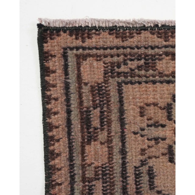 1970s Vintage Turkish Oushak Handmade Wool Cotton Brown Area Rug For Sale - Image 10 of 11