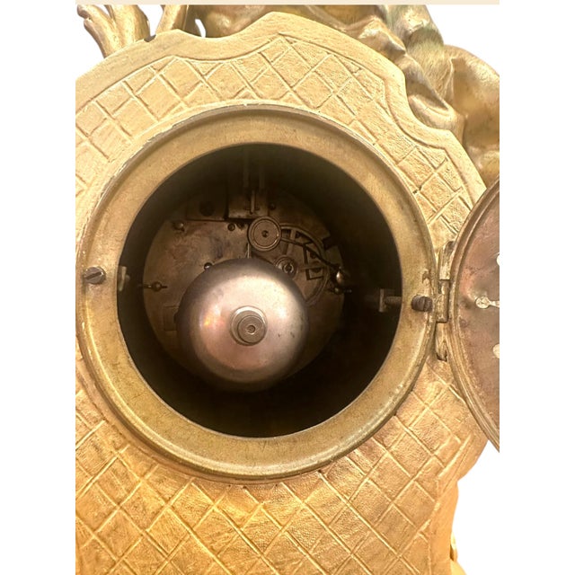 Antique Neoclassical Style Figural Mantel Clock For Sale - Image 4 of 6