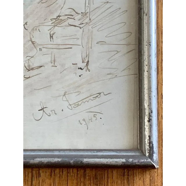 Portrait of Woman, 1945, Watercolor, Framed For Sale - Image 6 of 12