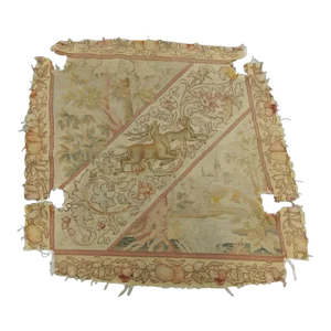 Antique Yellow and Orange Needlepoint Tapestry Chair Seat Cover