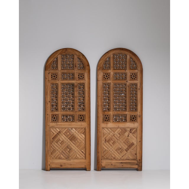 Traditional Early 20th Century Egypt Egyptian Revival Brown Wood Door For Sale - Image 3 of 12