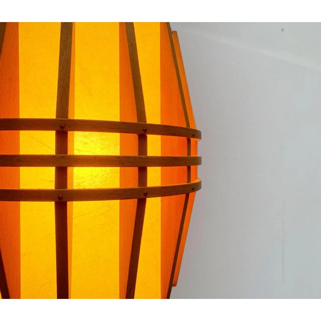 1960s Mid-Century Wooden Cocoon Pendant Lamp For Sale - Image 5 of 18