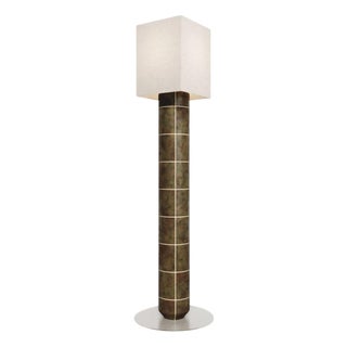 Large Navazi Floor Lamp in Ceramic with Linen and Frosted Glass by Svitanok For Sale