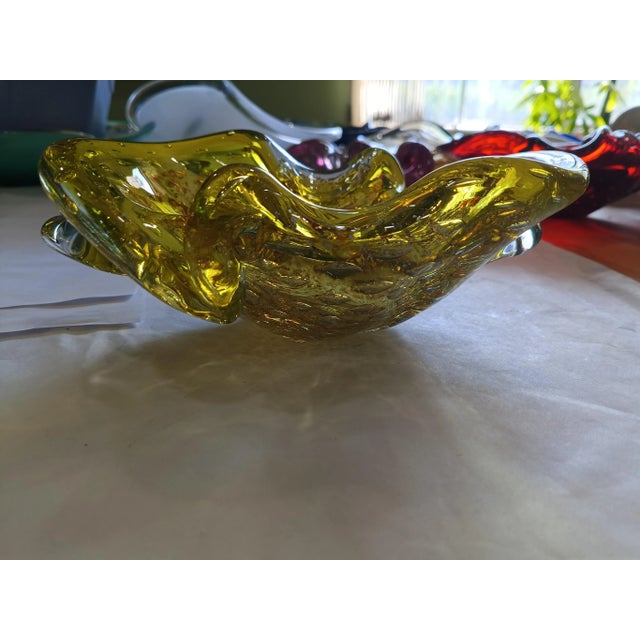 Murano Mid-Century Murano-Attributed Yellow Glass Ashtray For Sale - Image 4 of 10