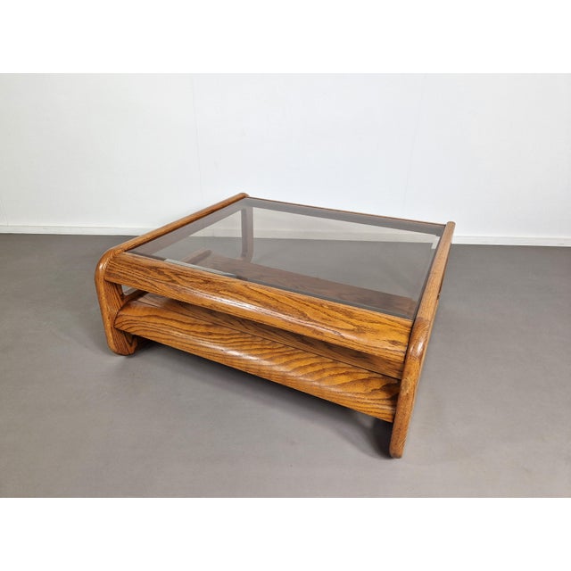 Wood Vintage Coffee Table in Oak by Lou Hodges, 1970s For Sale - Image 7 of 13