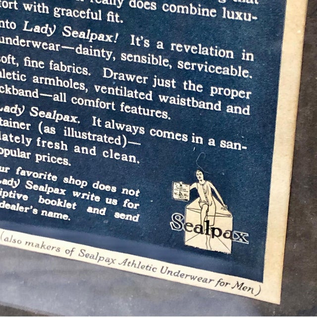 1910s Lady Sealpax Underwear Framed Full Page Advertising