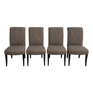 Late 20th Century Set of Four Contemporary Striped Parsons-Style Dining Chairs For Sale