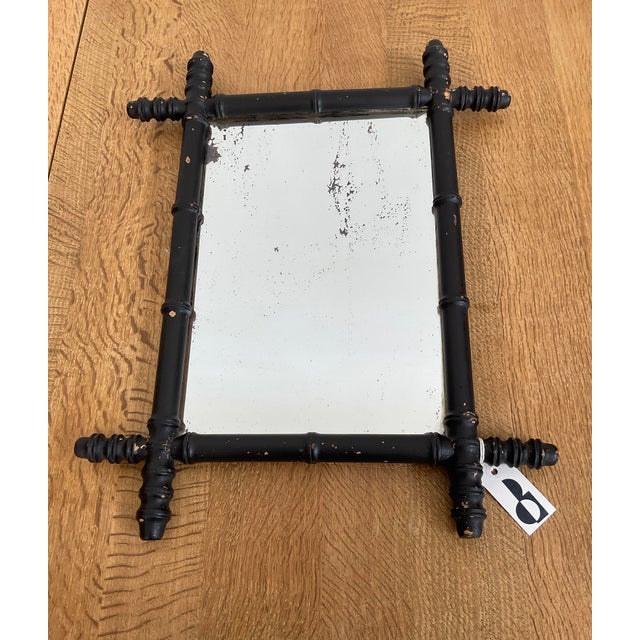 Early 20th C. Antique Faux Bamboo French Provincial Mirror For Sale - Image 9 of 13