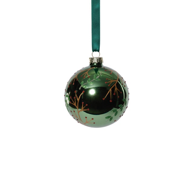 These metallic glass ball ornaments bring a nature-inspired elegance to your holiday decorating. Each ornament features a...