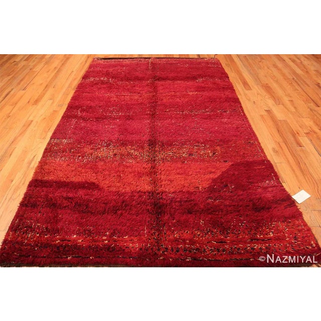 Moroccan Nazmiyal Collection Abstract Vintage Red Moroccan Rug For Sale - Image 3 of 7