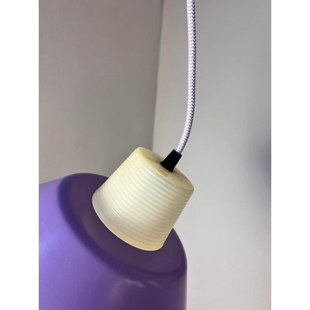Metal Danish Hanging Lamp in Purple and White For Sale - Image 7 of 11