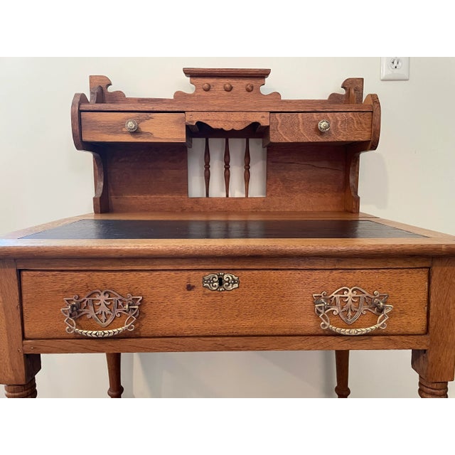 Vintage Oak Writers Desk For Sale - Image 6 of 9