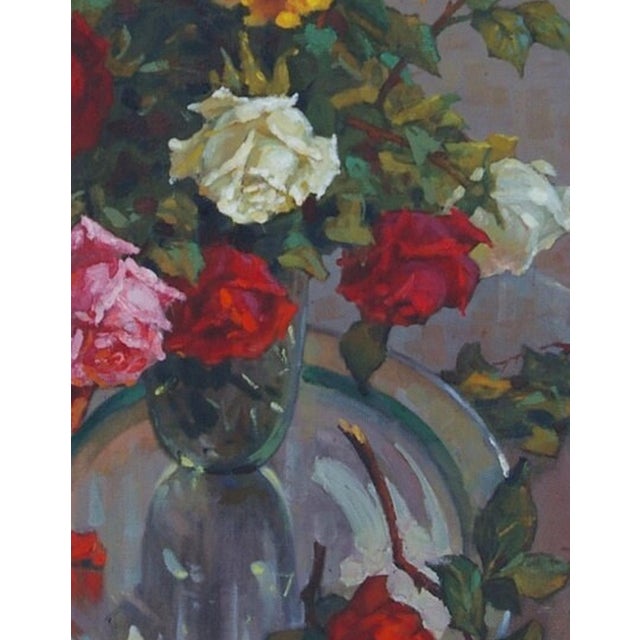 Roses Still Life Painting, 1978 For Sale - Image 6 of 6