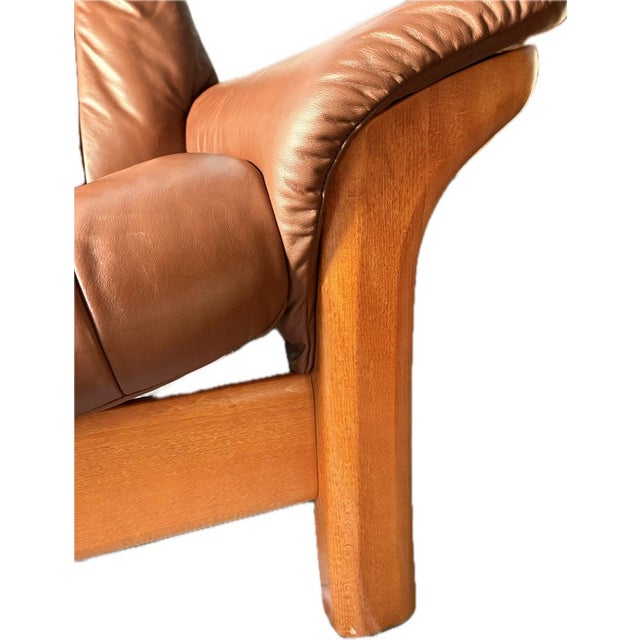 Vintage Ekhornes Leather Stressless Reclining Loveseat For Sale - Image 9 of 15
