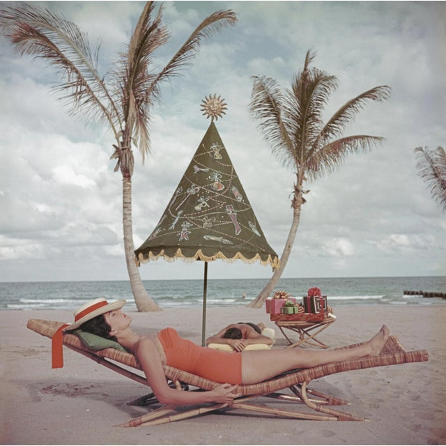 Slim Aarons 'Palm Beach Idyll' Contemporary Archival Color Photograph Print From the Original Negative by Getty - 40x40 For Sale - Image 4 of 4