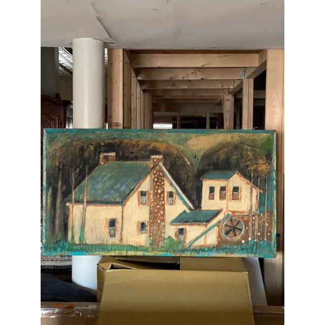 Jimmy Lee Sudduth Folk Art Painting Gristmill 1970’s For Sale - Image 9 of 11