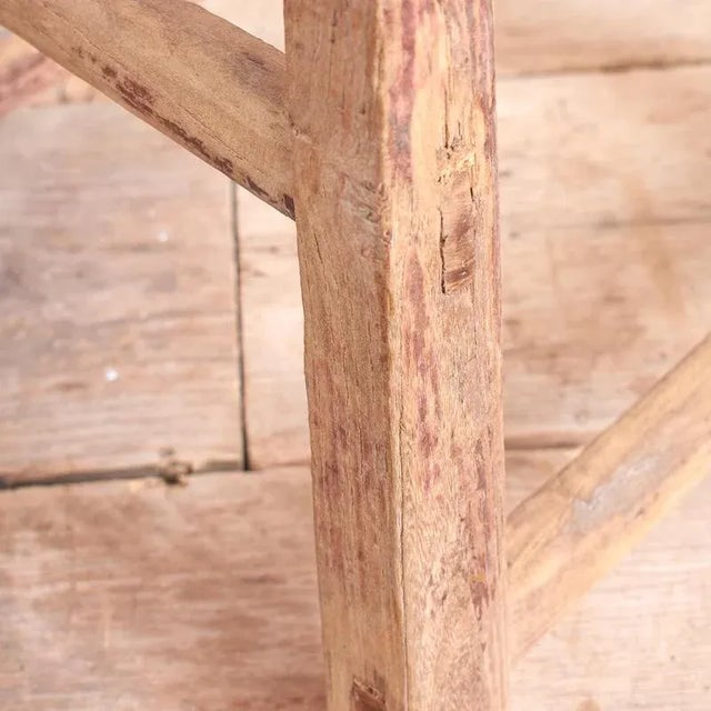 Antique Rustic Elm Stool For Sale - Image 4 of 6