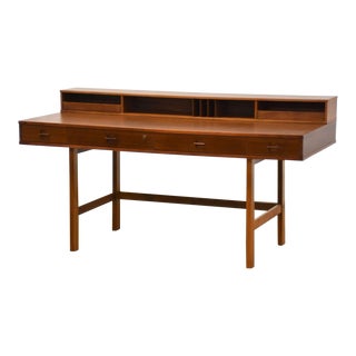 1960s Peter Løvig Signed Teak Flip Top Desk For Sale